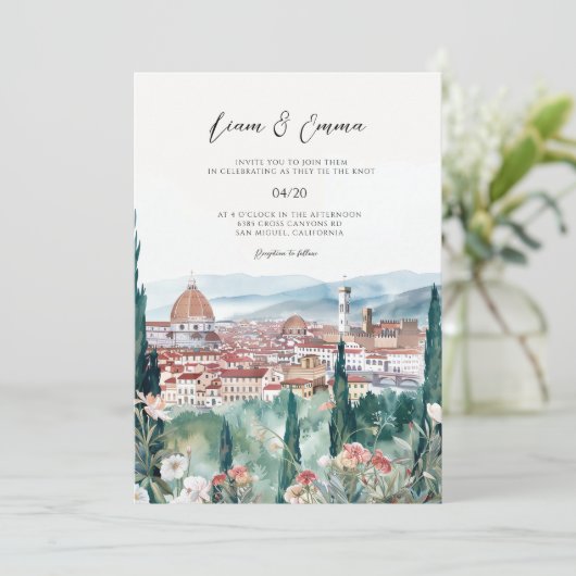 Italië Florence landschap bruiloft uitnodiging (Staand voorkant)
