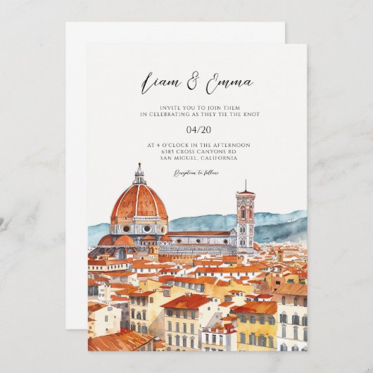 Italië Florence landschap bruiloft uitnodiging (Voorkant / Achterkant)