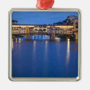 Italië, Florence, Nachtelijke weerspiegelingen in  Metalen Ornament