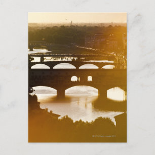 Italië, Florence, Ponte Vecchio en de Arno in Briefkaart