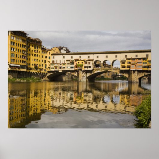 Italië, Florence, Reflectie in de Arno Poster (Voorkant)