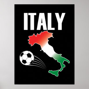 Italië Football Fan Map Boot Voetbal Poster