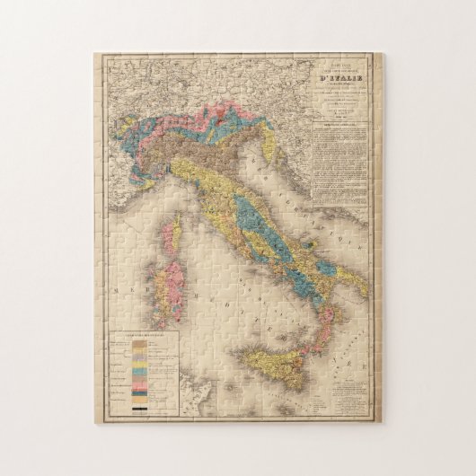  Italië Geologische kaart (1844) Legpuzzel (Verticaal)