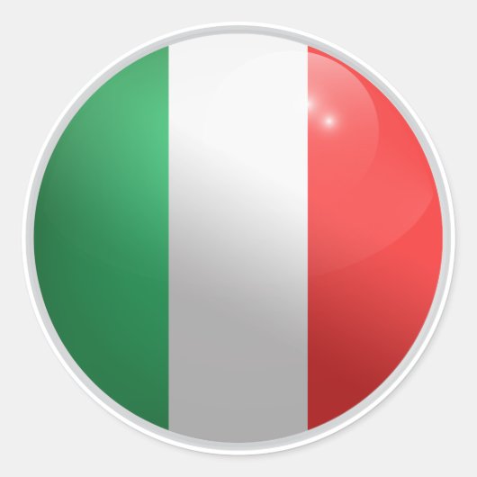 Italië Glossy Circle Flag Ronde Sticker (Voorkant)