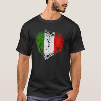  Italië Hart Vorm Italiaans Vlag Stijlvol Des T-shirt