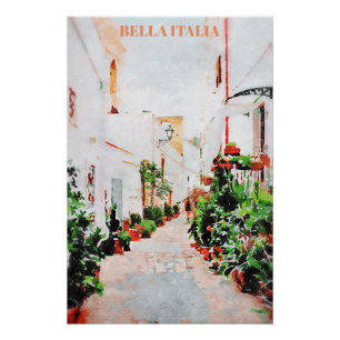** Italië Italia AP12 Street Planten Pottery Poste Perfect Poster