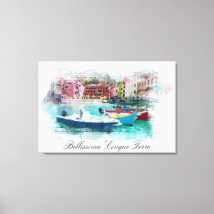** Italië Italiaans Taal Cinque Terre AP12 Art Canvas Afdruk