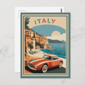  Italië Italiaanse kust Beach Car Briefkaart (Voorkant / Achterkant)