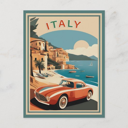  Italië Italiaanse kust Beach Car Briefkaart (Voorkant)