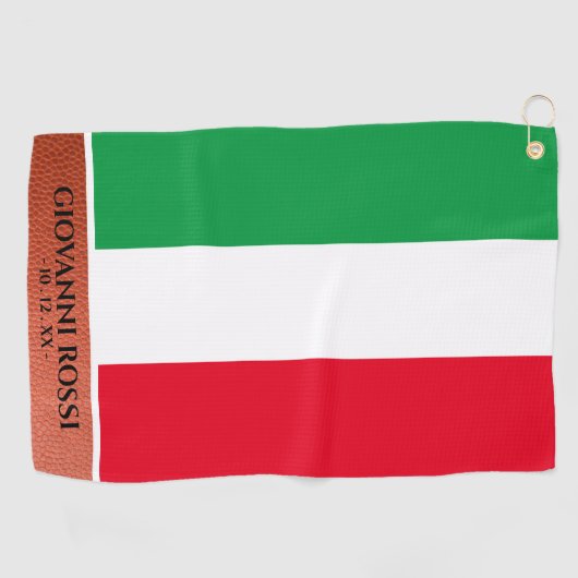 Italië Italiaanse vlag Rood Wit Groen Naam Golfhanddoek (Horizontaal)