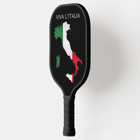 Italië Italiaanse vlag Viva l'Italia Kaart Zwart Pickleball Paddle (Links)