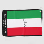 Italië Italiaanse vlag Zwart Trim Naam Tekst Itali Golfhanddoek (Horizontaal)