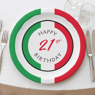 Italië Italië Italiaanse vlag Flag Happy Birthday Papieren Bordje
