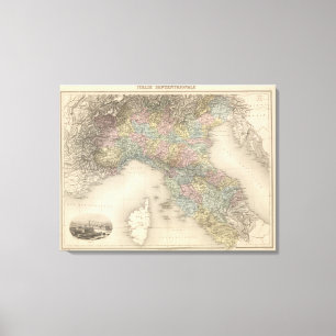 Italië Kaart 2 Canvas Afdruk