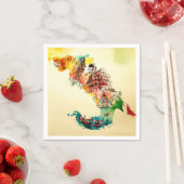 Italië Kaart City Travel Love Waterverf Servet (Insitu)