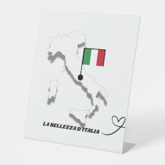 Italië Kaart Italiaanse trots houten bord Reclamebord Met Voetstuk