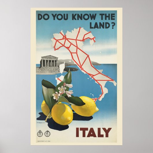  Italië Kaart reizen Poster (Voorkant)