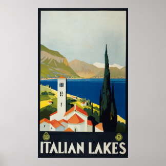 Italie Lacs Vintage Italie affiche de voyage