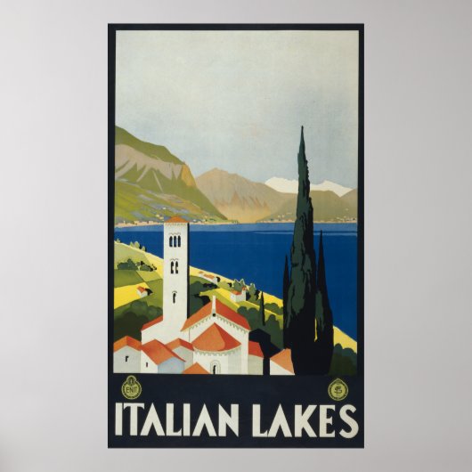 Italie Lacs Vintage Italie affiche de voyage (Devant)