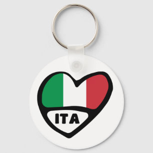Italië — Landcode vlag — Heart Keyring, ITA Sleutelhanger
