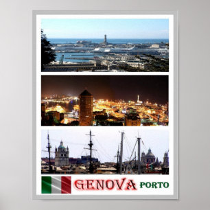 Italië - Ligurië - Genua - Mosaic - Harbour - Poster
