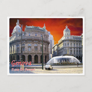 Italië - Ligurië - Genua - Piazza Ferrari - Briefkaart