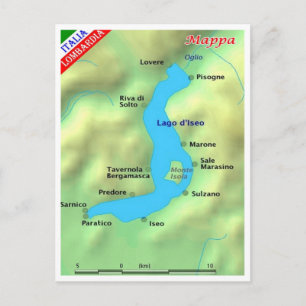 Italië - Lombardije - meer van Iseo - Kaart -