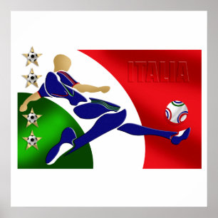 Italië Mannen Athlete football Italia vlag ventila Poster