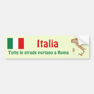 Italië Markering + Kaart Bumpersticker