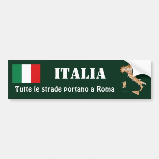 Italië Markering + Kaart Bumpersticker (Voorkant)