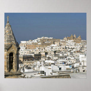 Italië, Ostuni, sluit uitzicht oude stad af Poster