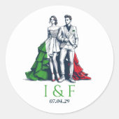 Italië Paar Bruiloft Ronde Sticker (Voorkant)