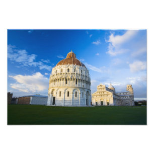 Italië, Pisa, Dom, Scheve Toren en Veld van Foto Afdruk