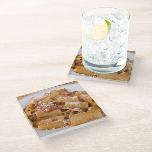 Italië, Positano. Bord van rigatoni weergeven Glazen Onderzetter (Schuin)