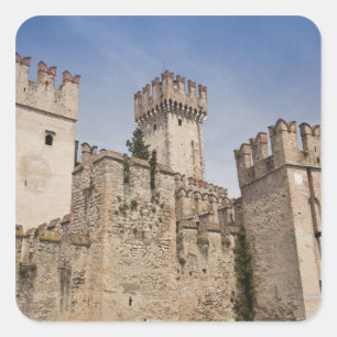 Italië, provincie Brescia, Sirmione. Castello 2 Vierkante Sticker