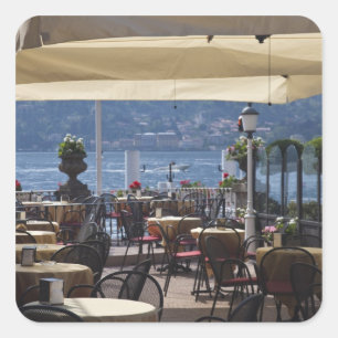 Italië, provincie Como, Bellagio. Cafe aan het mee Vierkante Sticker