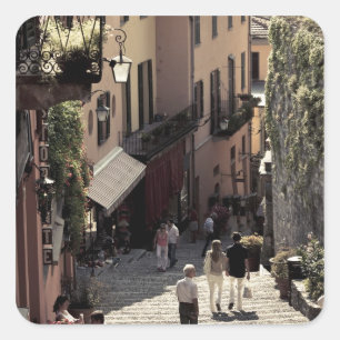 Italië, provincie Como, Bellagio. Salita 2 Vierkante Sticker