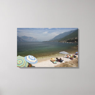 Italië, provincie Verona, Brenzone. Lake Garda Canvas Afdruk