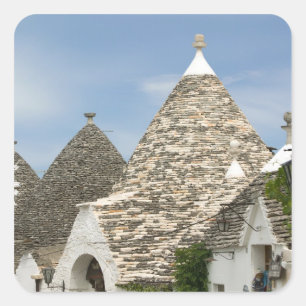 Italië, Puglia, Alberobello, Terra dei Trulli, Vierkante Sticker