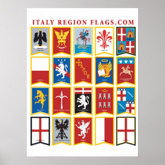 Italië Regionaal Vlaggen/150e Jubileum Art Poster