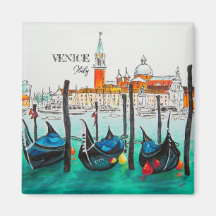 Italië Reis - waterverf VENICE souvenir Magneet