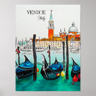 Italië Reis - waterverf VENICE souvenir Poster