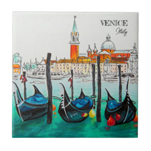Italië Reis - waterverf VENICE souvenir Tegeltje