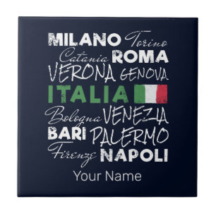 Italië Retro stad en vlag vakantie souvenir Tegeltje