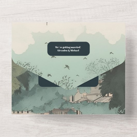 Italië Rome Bestemming Bruiloft All In One Uitnodiging (Achterkant)