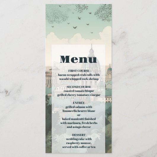 Italië Rome Bestemming Bruiloft Menu (Voorkant)