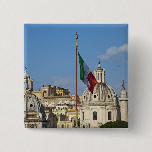 Italië, Rome. Italiaanse vlag Vierkante Button 5,1 Cm