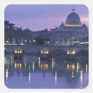 Italië, Rome Sint-Pieter en Ponte Sant Angelo, Vierkante Sticker