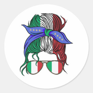 Italië rommelig broodje met Italiaanse vlag Ronde Sticker