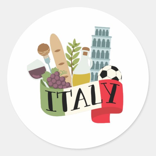 Italië Ronde Sticker (Voorkant)